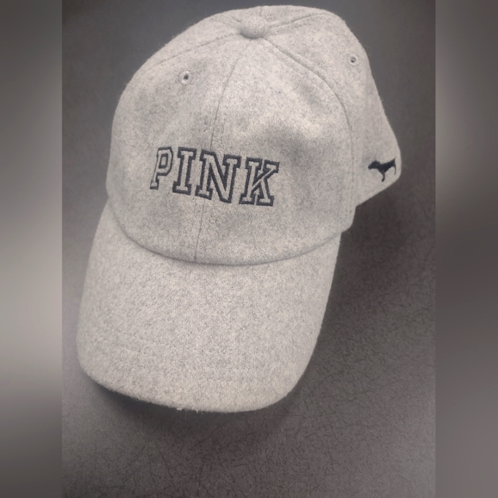 PINK Victoria's Secret Gray Hat with Black Logo